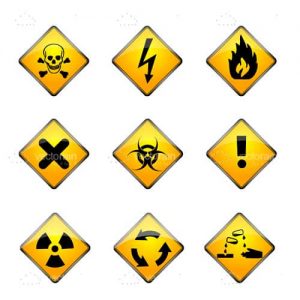 Set of warning icons